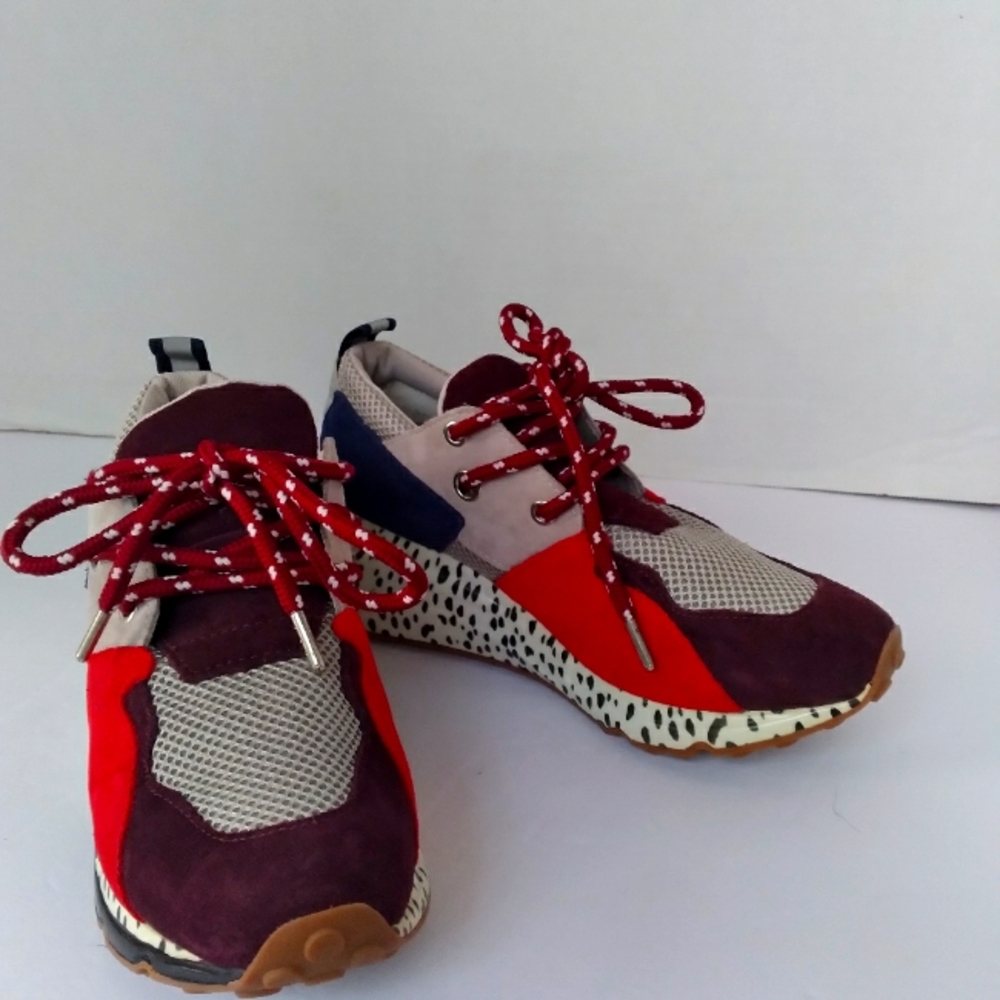 Ash Addict Multi Color Suede Mesh Chunky Sneakers Leopard Print Midsole‎ Womens